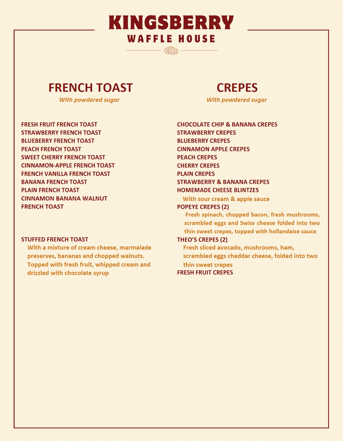 Menu – Kingsberry Waffle House