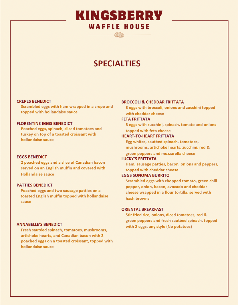 Menu – Kingsberry Waffle House