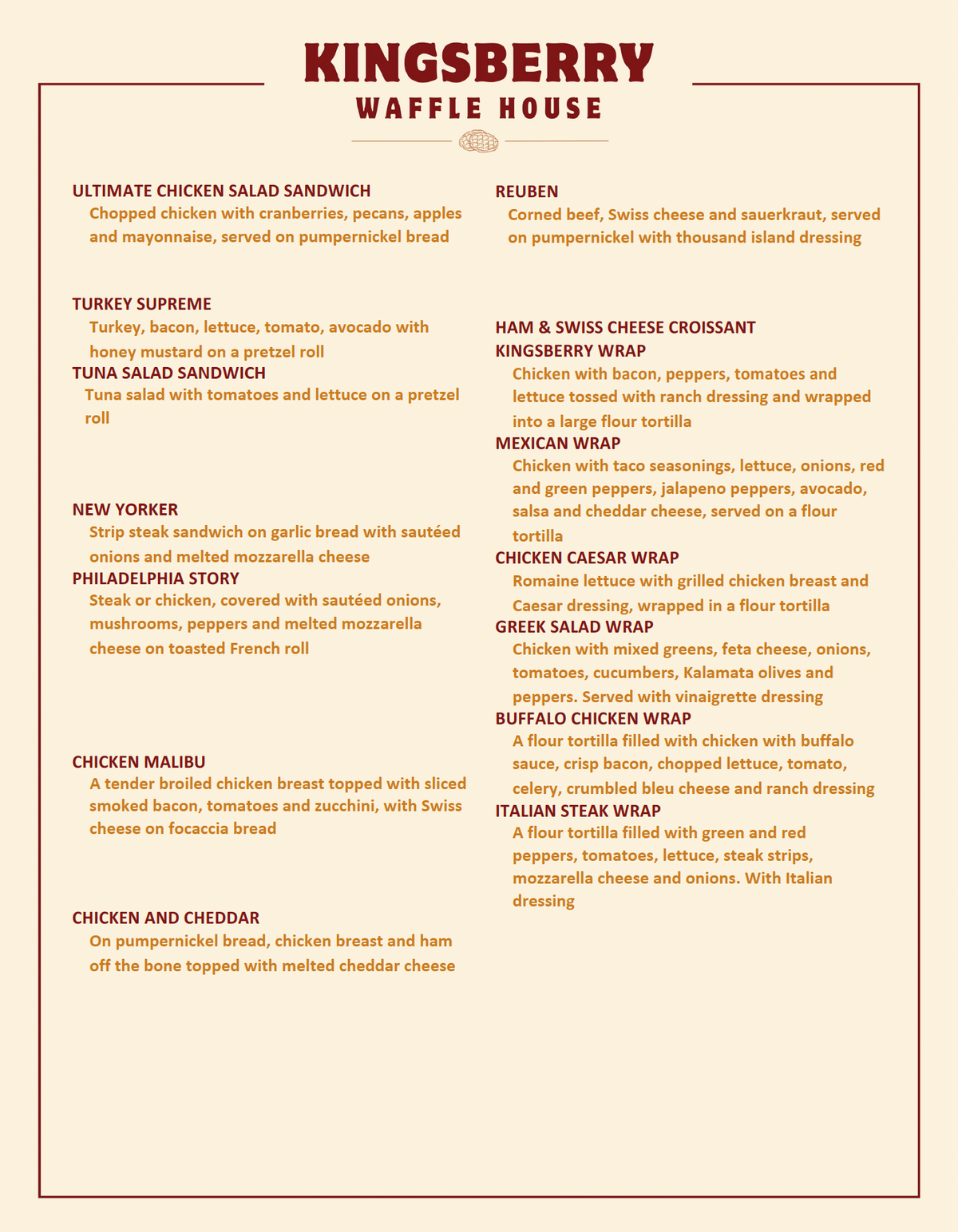 Menu – Kingsberry Waffle House