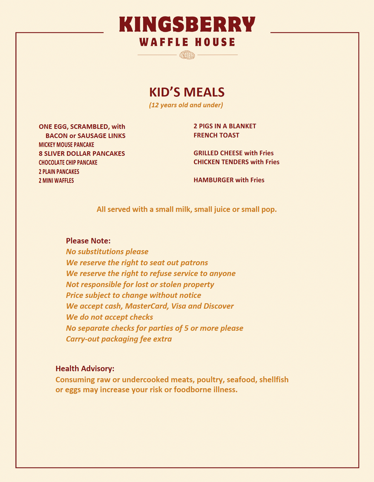 Menu – Kingsberry Waffle House